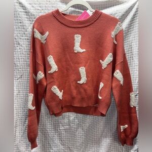 Simply Southern Red Sweater with White Boot Design